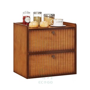 Boîte à pain rectangulaire en bambou rustique de qualité supérieure, conteneur de rangement pour comptoir de cuisine, double couche, écologique, imperméable - Product Image 1