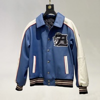 Veste Universitaire en Cuir Véritable Brodé Haute Qualité Grande Taille Homme Automne Hiver Collection Européenne Classique