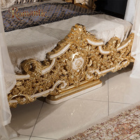 Vente directe d'usine, lits de luxe de haute qualité de style royal européen, en bois massif, sculptés à la main, dorés à l'ancienne, avec baldaquin