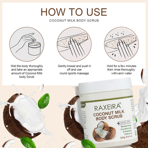 Exfoliante Corporal Natural Nutritivo OEM/ODM, Exfoliante Corporal Iluminador con <span class=keywords><strong>Sal</strong></span> del Mar Muerto, Exfoliante Corporal Blanqueador con Leche <span class=keywords><strong>de</strong></span> <span class=keywords><strong>Coco</strong></span> <span class=keywords><strong>de</strong></span> Marca Privada - Product Image 5