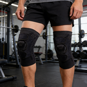 Genouillère de sport à double sangle en silicone respirante pour homme, protection du ménisque, idéale pour l'été et le cyclisme - Product Image 1