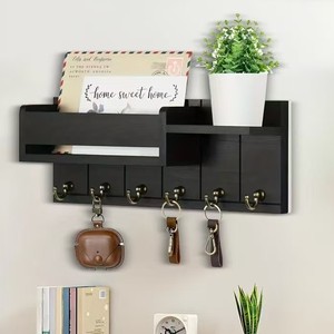 Modern minimalist <b>wall</b>-<b>mounted</b> keychain, entrance hallway decoration, mail organizer, living room decoration, wooden <b>shelf</b>. - Product Image 1