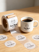 Etiquetas Adhesivas Transparentes de Vinilo para Panadería - Etiquetas Redondas Resistentes al Agua y Seguras para Alimentos para Empaque de Café y Pan