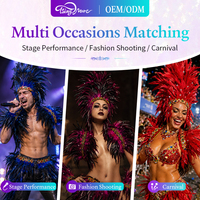Conjunto de Disfraz de Samba con Plumas Naranjas para el Carnaval de Río, Traje de Samba con Pedrería para Desfile, Fiesta, Festival, Espectáculo