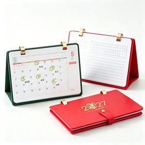 ปฏิทินหนังลายดาว 2027 ปั๊มฟอยล์ทอง สำหรับตั้งโต๊ะ ของขวัญทางธุรกิจ พร้อมห่วงโลหะ พิมพ์โลโก้ได้ตามต้องการ - Product Image 4