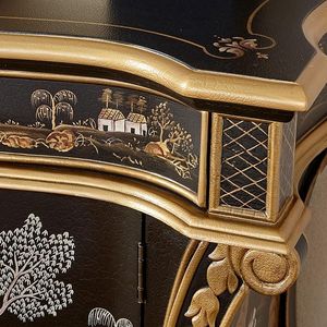 Aparador Neoclásico de Lujo Ligero, Mueble de Entrada de Madera Maciza Vintage, Diseño Tradicional Chinoiserie para Sala de Estar - Product Image 4