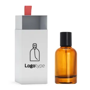 顶部圆形空棕色玻璃香水喷雾瓶琥珀色透明香水瓶带压接，用于香水定制标志