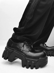 Fabricación de Zapatos de Vestir Personalizados Paris Gear con Suela Gruesa para Hombre, con Cordones, Negros, Punta Redonda, Plataforma de 8 cm, Unisex, Tipo Derby - Product Image 5