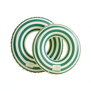 Anello Gonfiabile da Nuoto per Bambini Mingyuan, Stile Danese Retrò a Righe, Verde Oliva, in PVC Ecologico Rinforzato - Product Image 1
