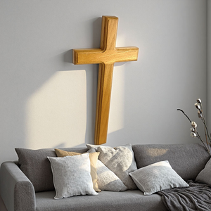 Cruz de Pared de Madera de Haya Maciza de 12 Pulgadas, Decoración Religiosa Hecha a Mano, Regalo Católico Cristiano Moderno y Minimalista para el Hogar o la Iglesia - Product Image 6