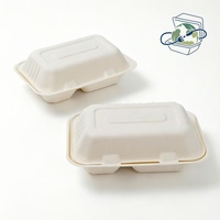 Boîte alimentaire jetable en bagasse 9x6 pouces, écologique, étanche, avec couvercles, pour la restauration