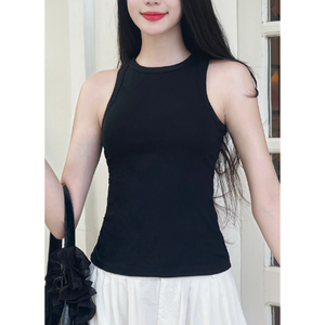 Buen precio elástico Slim Fit Racerback Yoga deporte entrenamiento Tops ajustado estiramiento gimnasio camiseta mujer camiseta sin mangas ropa de verano - Product Image 5