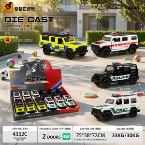 Modèles de voitures miniatures en métal moulé sous pression 1:43, avec fonction de recul et portes ouvrantes, ensemble de véhicules en métal, boîte de présentation, police, ambulance, SUV - Product Image 4