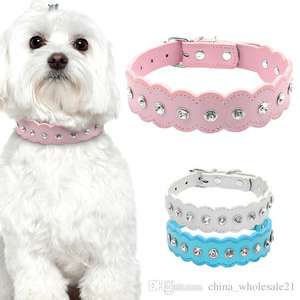 Collare piccolo cane con strass in pelle per cuccioli collari per gatti con strass in cristallo borchiato collana per Chihuahua mascotte - Product Image 2