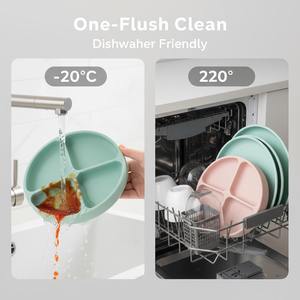 Assiette à ventouse pour bébé en silicone de qualité alimentaire, assiette à compartiments pour tout-petits, ensemble d'alimentation en silicone sans BPA - Product Image 5