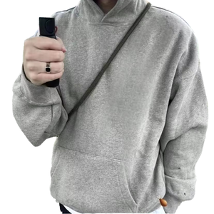 Chaqueta de algodón de alta calidad para hombre, nuevo estilo, Sudadera con capucha con logotipo personalizado, Sudadera con capucha gruesa de Color sólido americano forrado, primavera OEM - Product Image 3