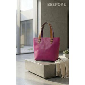 Sac fourre-tout en cuir véritable pour femme BESPOKE, couleur unie, style minimaliste, usage quotidien, toutes saisons, fermeture ouverte - Product Image 1