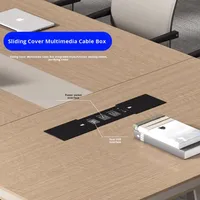 Table de conférence de bureau rectangulaire moderne en bois avec boîte de rangement pour câbles, pour 6 à 30 personnes, idéale pour les négociations et la formation