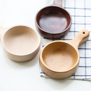 Wooden <b>Bowl</b> With Solid Wood Handle Handmade For Home Use Korean Style <b>Bowl</b> - Product Image 2