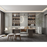 Étagère à livres moderne, bibliothèque, meubles design, bureau à domicile, coin de la pièce, étagère à livres en bois MDF avec bureau d'ordinateur