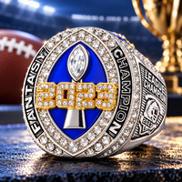Bague de championnat de football fantastique personnalisée en alliage de zinc avec strass pour les organisateurs de ligues, les équipes, les clubs et les récompenses de tournois