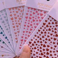 Qianya 3D Nail Art Autocollant Glitter Poudre Effet avec Coeur Conception pour la Saint-Valentin Noir Rouge Argent Blanc Amoureux ME017