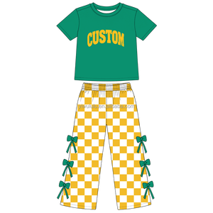 Completo Yoga per Bambine: T-shirt a Maniche Corte <span class=keywords><strong>con</strong></span> Stampa Lettering e Pantaloni a Gamba Larga <span class=keywords><strong>con</strong></span> Fiocco Laterale, Set 2 Pezzi per Gioco Attivo Quotidiano - Product Image 3