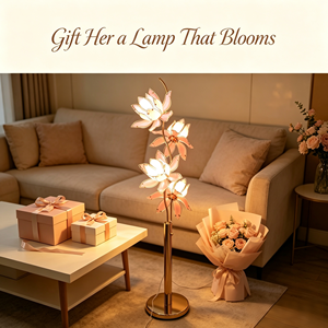 Lampadaire en verre rose de style Mid-Century Modern, hauteur réglable, lumière LED haute luminosité blanc chaud avec abat-jour en forme de fleur pour - Product Image 5
