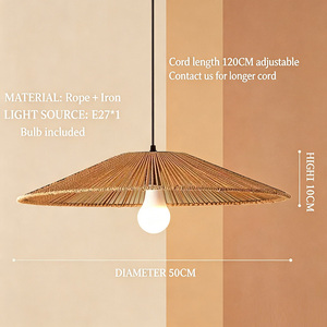 <b>Vintage</b> Industrial Hemp Rope Pendant Chandelier <b>Lamp</b> Rustic Woven Basket Hanging Light Fixture for Cafe Bar Hotel Decoration - Product Image 5