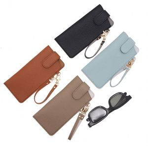 Portable <b>Sunglasses</b> Pouch with with Wrist Strap Promotional Pu Leather <b>Sunglasses</b> Case Eyeglasses Pouch with Keychain Hook - Product Image 2