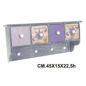 Scaffale a Muro con 4 Cassetti Lavender Decor, Elegante Appendiabiti con Soluzioni di Archiviazione Pratiche - Product Image 1