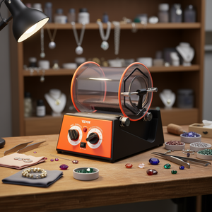 Polisseuse rotative Vevor Mini, capacité 5 kg, minuterie 0-60 min, 5 vitesses, pour la fabrication de bijoux, finition de surface pour bracelets. - Product Image 2