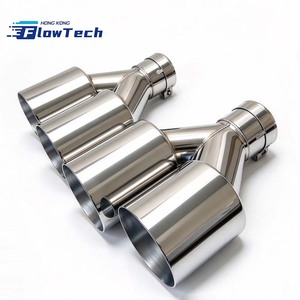 Punta de escape FlowTech SS304 en forma de Y con cuatro salidas de 2.5-3.5 pulgadas para modificación universal de automóviles – Borde soldado de doble capa - Product Image 4