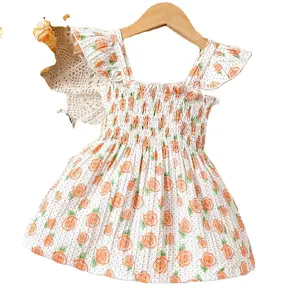 שמלת תינוקות פרח שמלת מזדמנים חמודה שמלות בנות פעוטות 2023 חדש בסגנון קוריאני אופנה ללא שרוולים קיץ כותנה מיני 2000