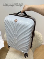 Valise trolley de luxe simple en polyester à coque rigide ultra-légère de 20 pouces, pèse seulement 1,9 kg, roues HINOMOTO