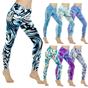 230gsm Womens Effen Kleur Boterachtige Zacht Geborsteld Water Print Leggings Hoge Taille Yoga Broek Zwart Melk Zijde Leggings Voor Vrouwen