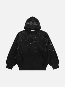 Sudadera con Capucha para Hombre, con Pedrería, Diseño de Estrellas, Talla Grande, de Forro Polar, con Logotipo Personalizado, Estilo Urbano - Product Image 1