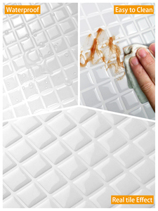 <strong>White</strong> Peel and <strong>Stick</strong> Wall <strong>Tiles</strong> Small Square Self Adhesive <strong>Stick</strong> <strong>on</strong> Kitchen Bathroom - Product Image 6
