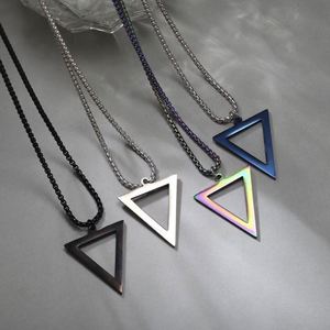 Hot Selling Geometric Hollow Triangle Pendent Necklace Punk Hip Hop <b>Titanium</b> Steel Triangle Pendent Necklace for Men's Jewelry - Product Image 6