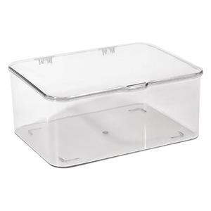 Flip Top Face Mask Storage Box Transparent Plastic Cosmetic Organizer <b>Makeup</b> Storage Container For <b>Dressing</b> <b>Table</b> Desktop Use - Product Image 5