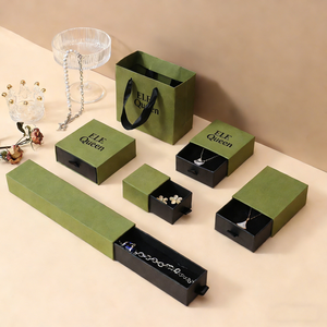 Custom Logo Luxury Eco-friendly Square Drawer Paper Gift Packaging Handmade Simple Style Slider Jewelry <b>Box</b> Premium Jewellery - Product Image 2