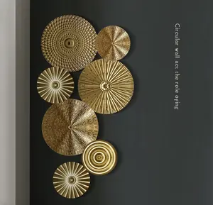 Настенный декор из Золотого Металла, необычный дисковый Декор для спальни, гостиной, 3d круг из кованого железа, современный домашний Настенный декор