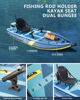 Bateau de pêche gonflable ESUP 122 élargi pour plus de stabilité avec porte-cannes, siège ajouré, léger et pliable pour une pêche sans effort