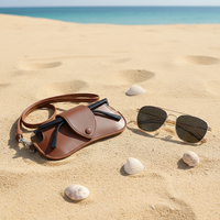 Étui à lunettes en cuir léger et souple RR Fashion, étui portable pour lunettes, pochette pour lunettes, cordon de cou, support ultra fin en PU pour filles