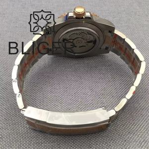 BLIGER 40mm GMT <span class=keywords><strong>Montre</strong></span> pour Hommes NH34 DG3804 Mouvement Deux Tons Or Jubilé Acier <span class=keywords><strong>Bracelet</strong></span> Boîtier Verre Saphir Cadran Noir Lumineux - Product Image 4