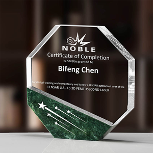Atacado Alta Qualidade Octagon Cristal Troféu com Base De Mármore Personalizado Craved logotipo Cristal Troféu para Lembrança - Product Image 2
