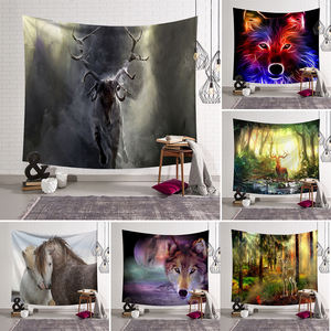 Vente en gros <span class=keywords><strong>de</strong></span> tapisserie imprimée d'animaux à motif <span class=keywords><strong>de</strong></span> loup pour la décoration du salon <span class=keywords><strong>de</strong></span> la chambre à coucher - Product Image 1