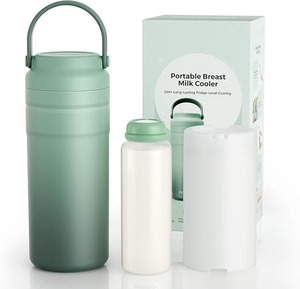 Ensemble <span class=keywords><strong>de</strong></span> refroidisseur manuel portable grande capacité en acier inoxydable sans BPA pour lait maternel, motif uni, pour voyage en extérieur et aliments pour bébé - Product Image 6