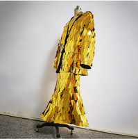 Traje de Discoteca Moderno para Mujer, Dorado, Altamente Reflectante, Resistente a las Arrugas, Duradero, para Actuaciones en Escenario, 100% Poliéster