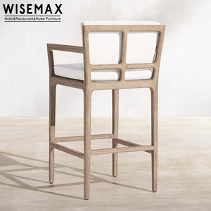 MUEBLES WISEMAX Muebles de Exterior Modernos, Silla de Bar de Madera Hecha a Mano, Taburete Alto <span class=keywords><strong>y</strong></span> Juego de Mesa, Silla de Comedor con Reposabrazos para Patio - Product Image 5
